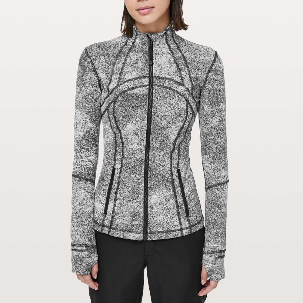 LULULEMON DEFINE JACKET LUON SPRAY JACQUARD WHITE BLACK sz 8